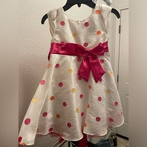 White with pink polka dot girls dress size 4